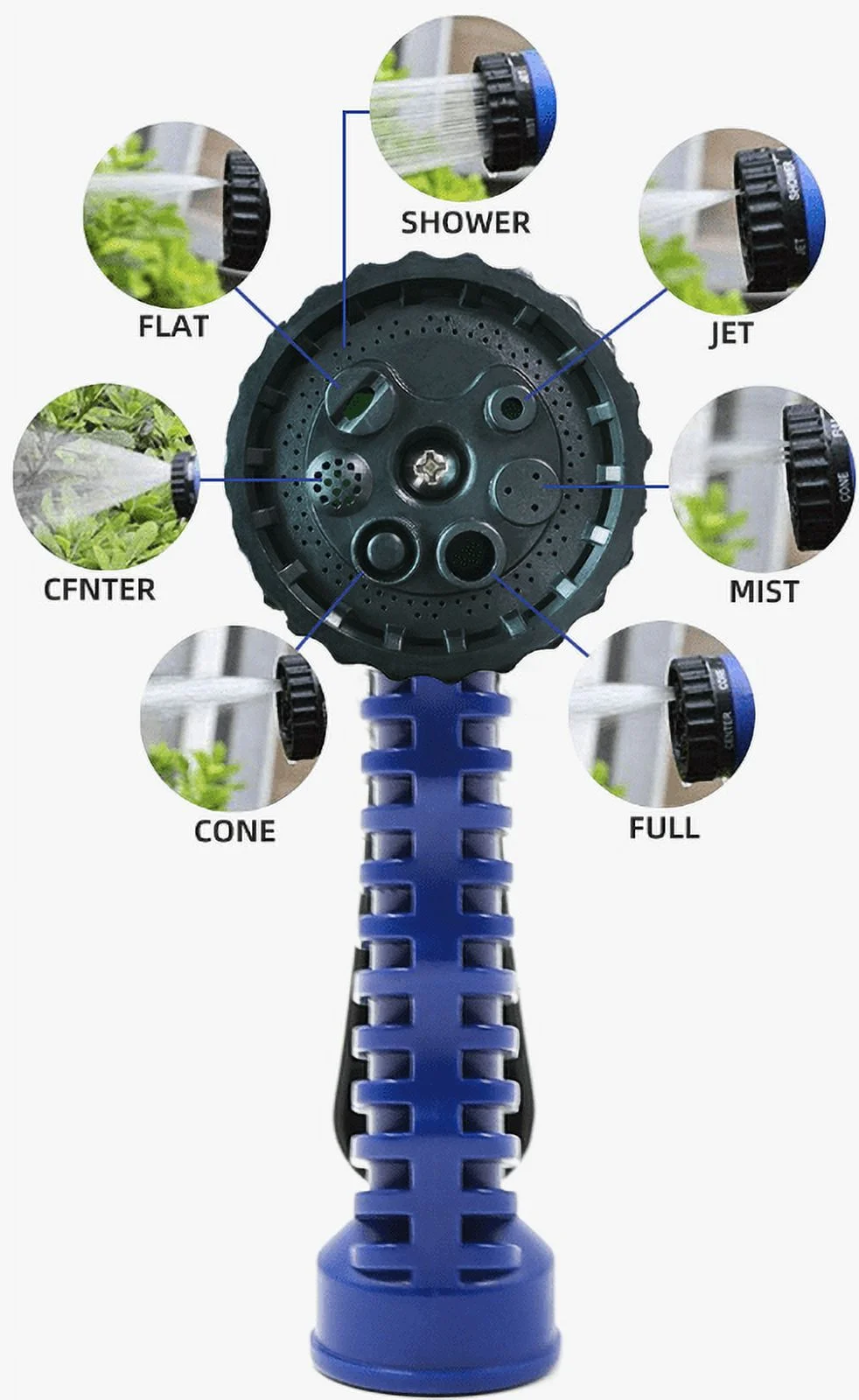 The Perfect Part Expandable Flexible Garden Hose With Spray Nozzle-Blue