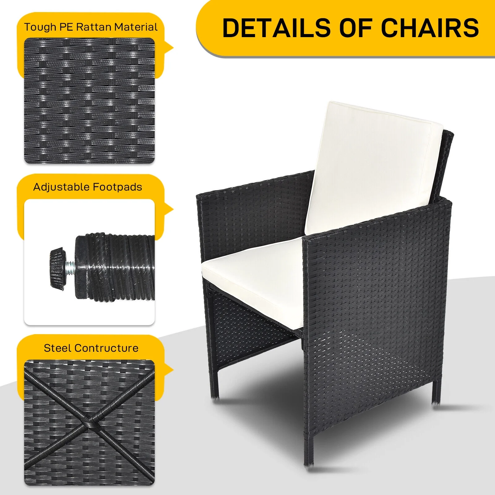 9 Pieces Patio Dining Furniture Set Wicker Sofas Rattan Chair Conversation Table