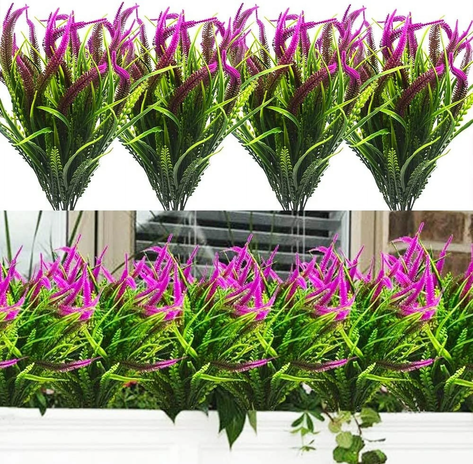 MAMOWEAR Artificial Outdoor Plants Flowers Faux Plastic Plant Fake Setaria UV Resistant Plants for Summer Planters Patio Front Door Porch Décor