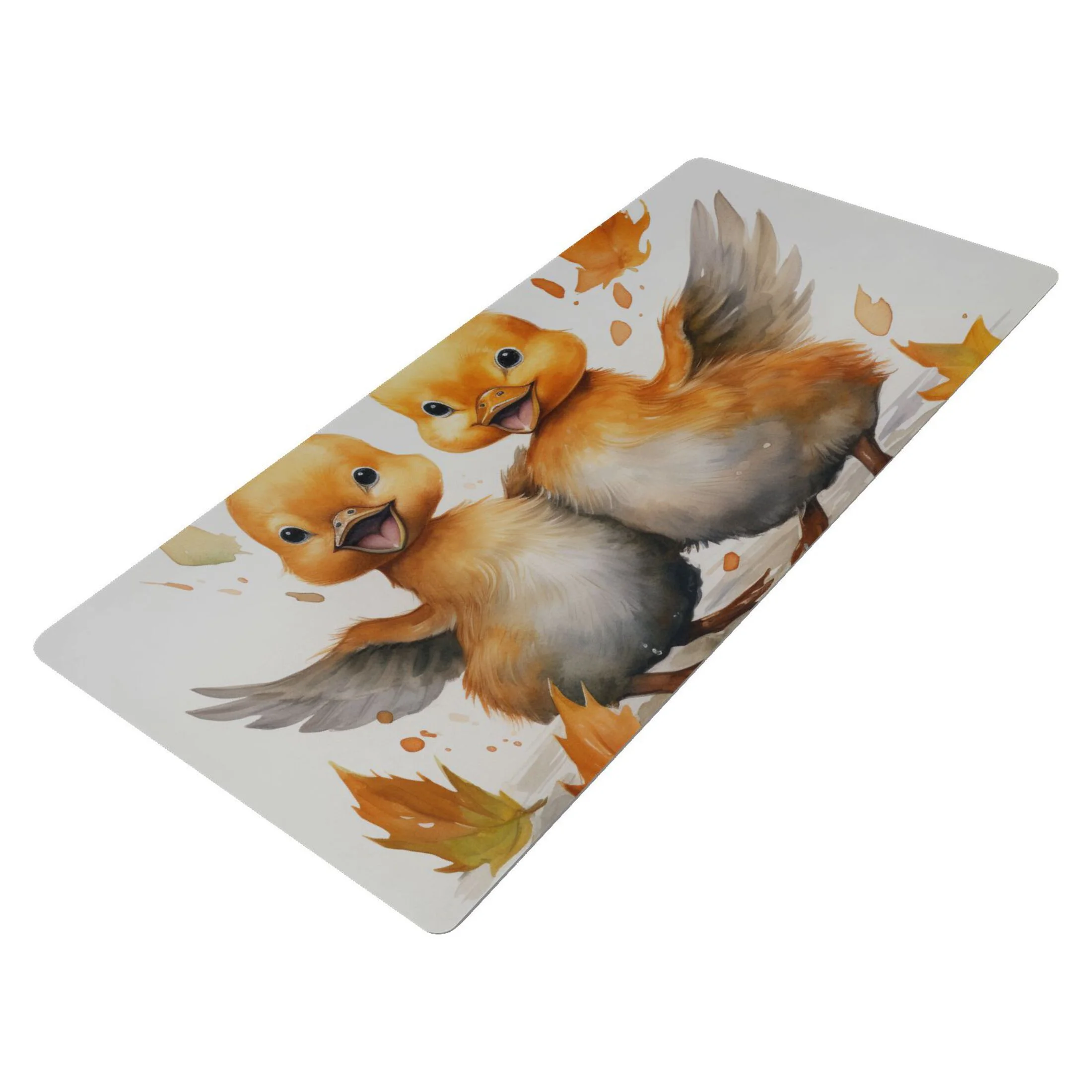 Ducks with Autumn Leaves Desk Mats Large Mouse Pad Long Keyboard Computer Rubber Base Non-Slip Mats Accessories Decor for Office Home 16.5