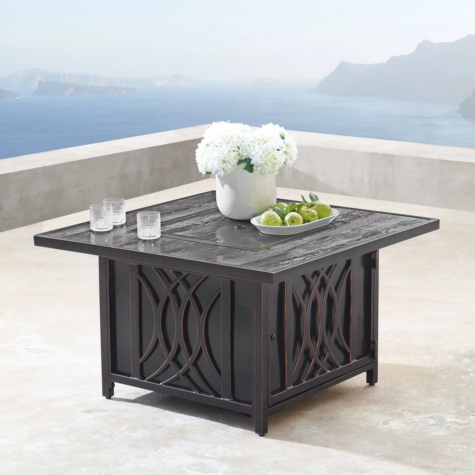 Oakland Living Cave 42 in. Square Propane Fire Pit Table