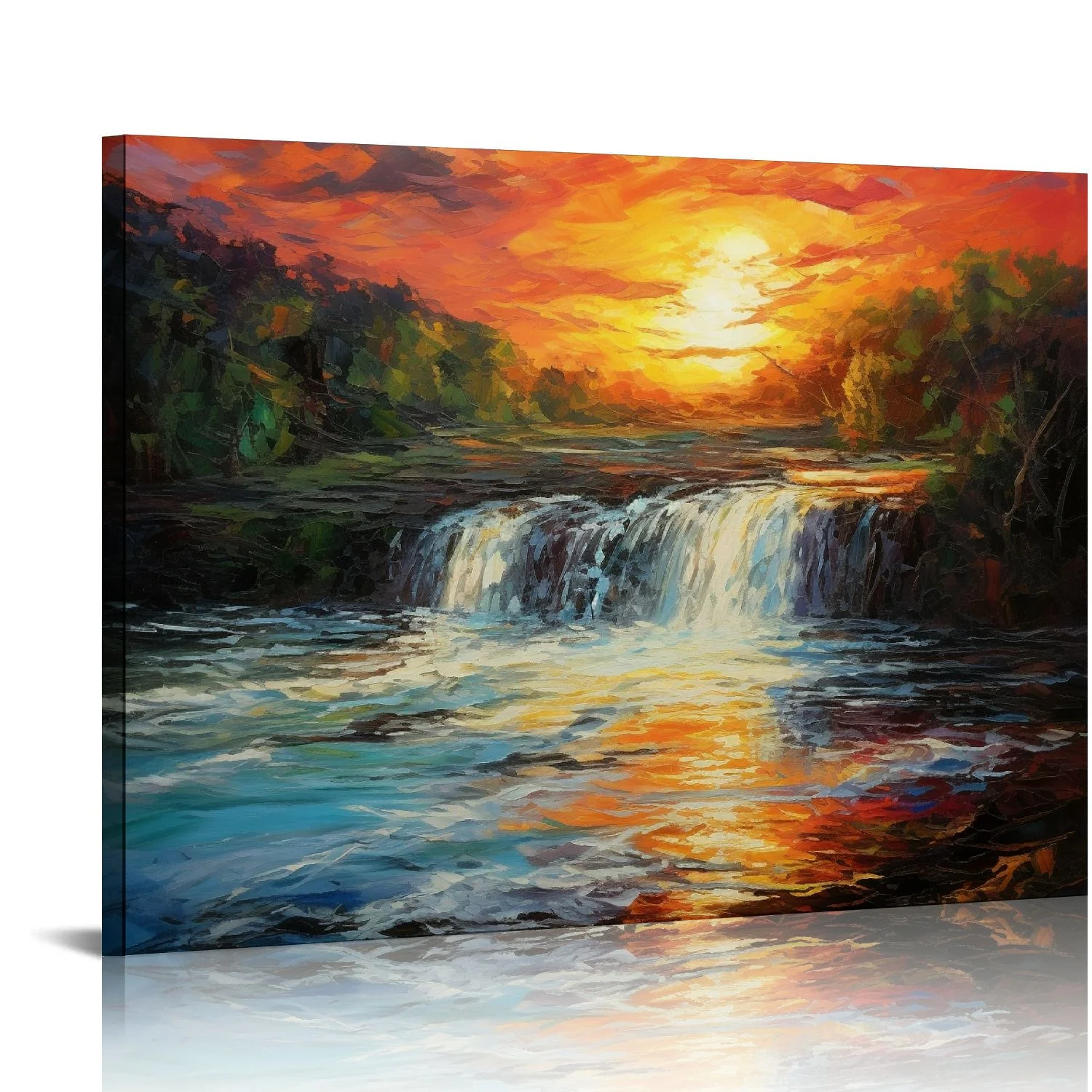 QCPP  Behind The Waterfall seljalandsfoss Waterfall in Iceland Legend Wall Decor Print on Canvas Modern Artwork Living Room Bedroom Painting Art Wall 20x16in