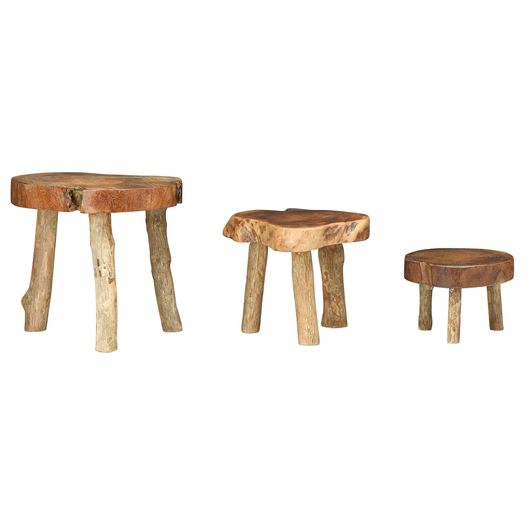 Creative Co-Op Madre De Cacao Live Edge Wood Pedestals, Set of 3