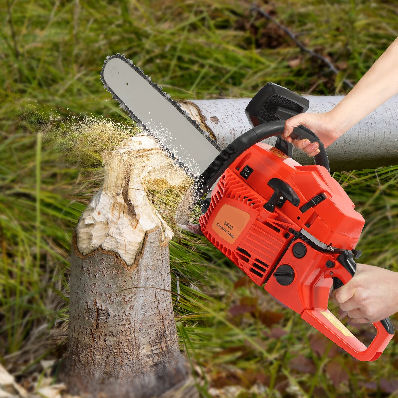 58CC 20inch Gas Chainsaw 2 Stroke Gasoline Powered Chain Saws Cutting Wood