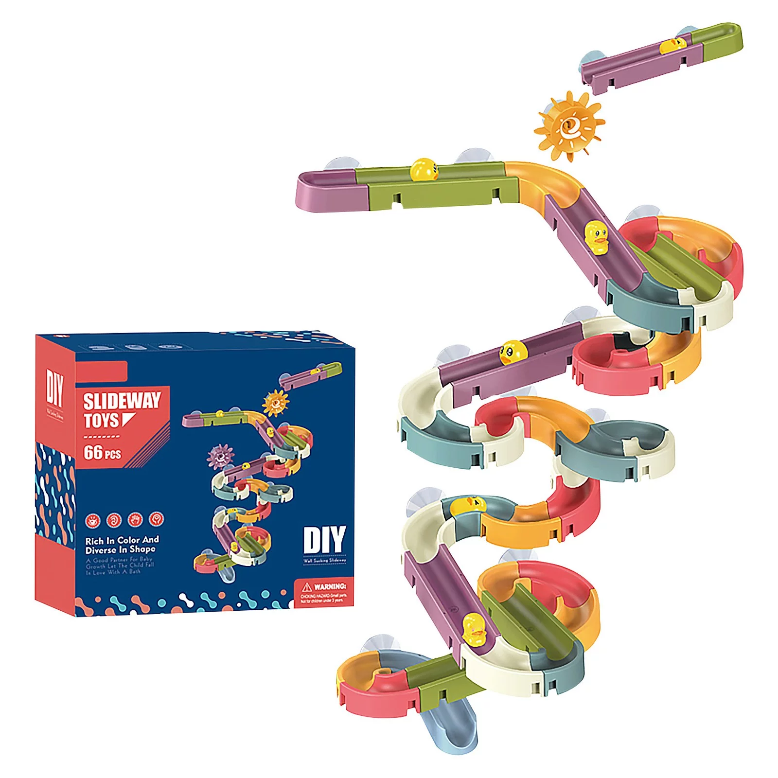 Bath Toys Fun DIY Slide Indoor Waterfalls Track Stick to Wall Bathtub Toys 48PCS