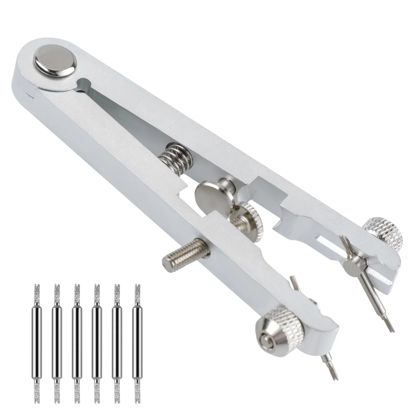 Watch Spring Bar Plier Tool Set, Watch Band Link Removal Tool Kit with 6 Forks for Watch Spring Bar Pins Removing and Replacing, Pin Band Repair Pliers Tweezers