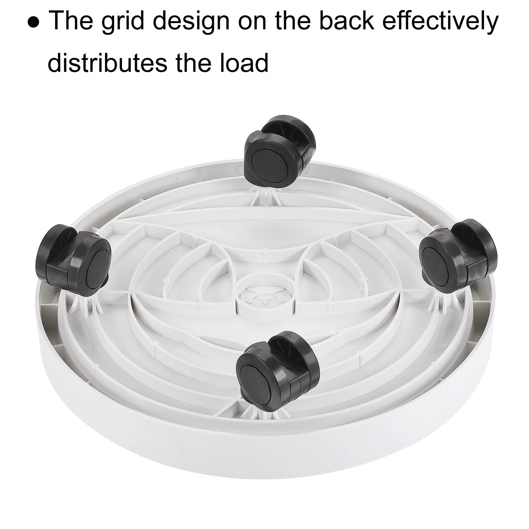 Unique Bargains Round Plastic Plant Pallet with Wheels Flowerpot Dolly