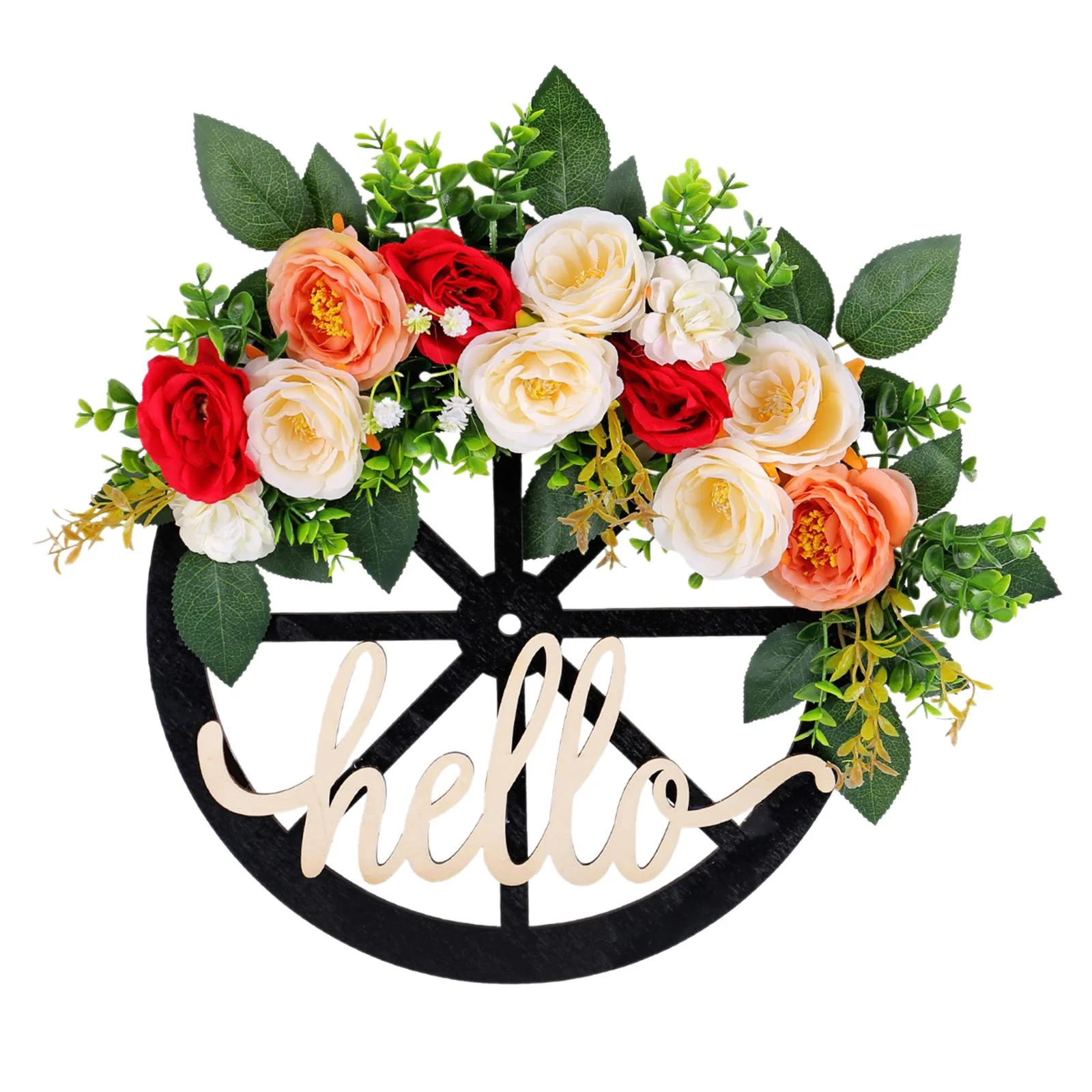 TISHITA Spring Wreath All Years Floral Wreath Hanging Ornament Simulation Wreaths Floral Hoop for Outdoor Farmhouse Office Decor Wall