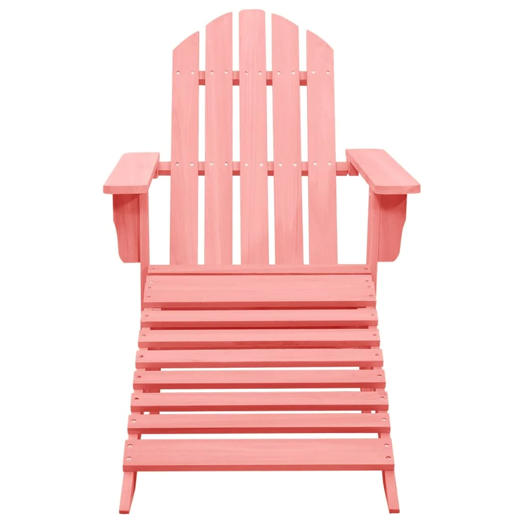 Patio Adirondack Chair with Ottoman Solid Fir Wood Pink