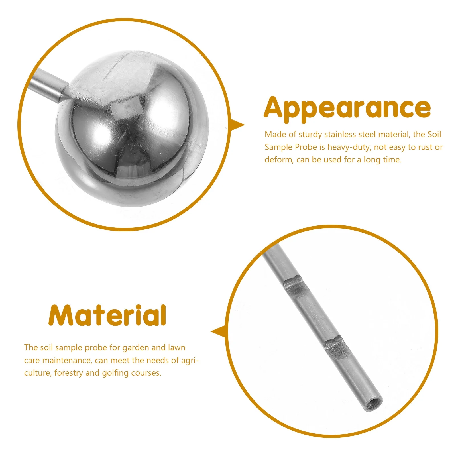 Jibingyi 1 Set Metal Soil Sampler Soil Probe Stainless Steel Tubular Soil Sampler Probe