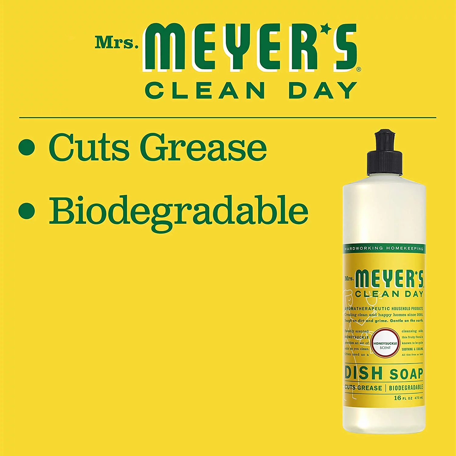 Mrs. Meyer's Clean Day - Liquid Dish Soap - Honeysuckle - Case Of 6 - 16 Oz