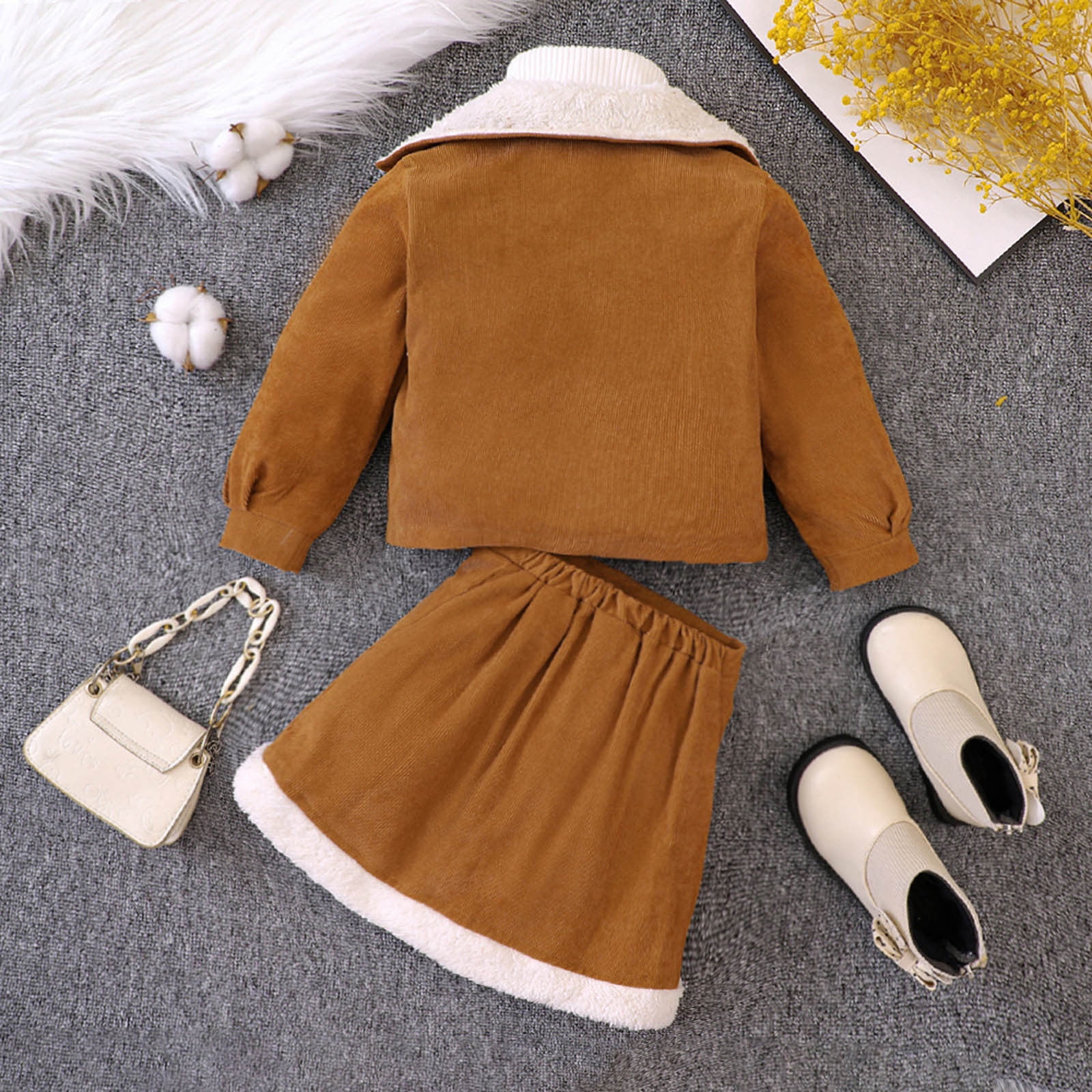 Winter Denim Skirt Toddler Girls Winter Windproof Lapel Coat Jacket Kids Zipper Warm Outerwear Jacket Skirt Outfits Skirt Sets Women 2 Piece Outfits Business Casual