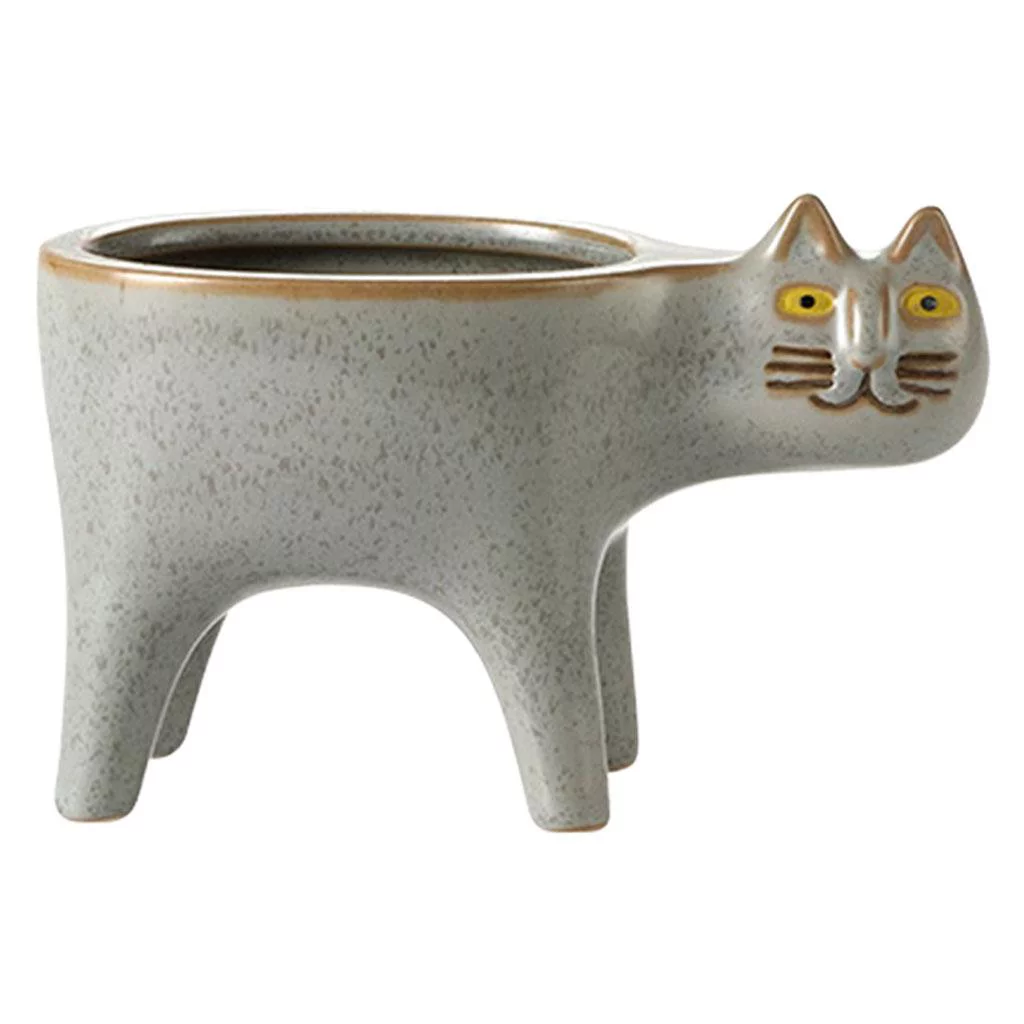 Adorable Glaze Ceramic Garden Micro Landscape Pots Container Flowerpot with Drainage Hole Decorative , Gray