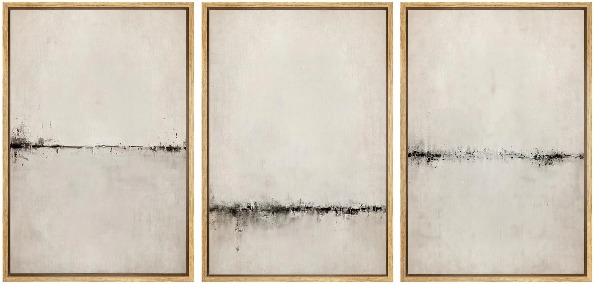 IDEA4WALL Framed Canvas Print Wall Art Set of 3 Pastel Abstract Watercolor Serene Aesthetic Digtal Art Wall Decor Black and Brown Nature Scenery Prints Zen Minimal Artwork -