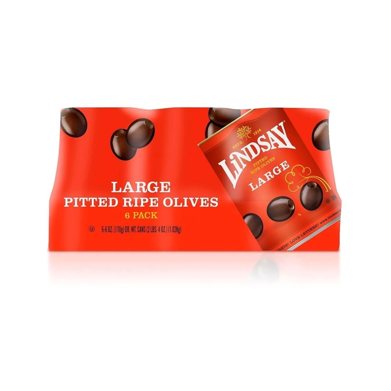 Lindsay Large Pitted Olives 6 Ounce (6 Pack)