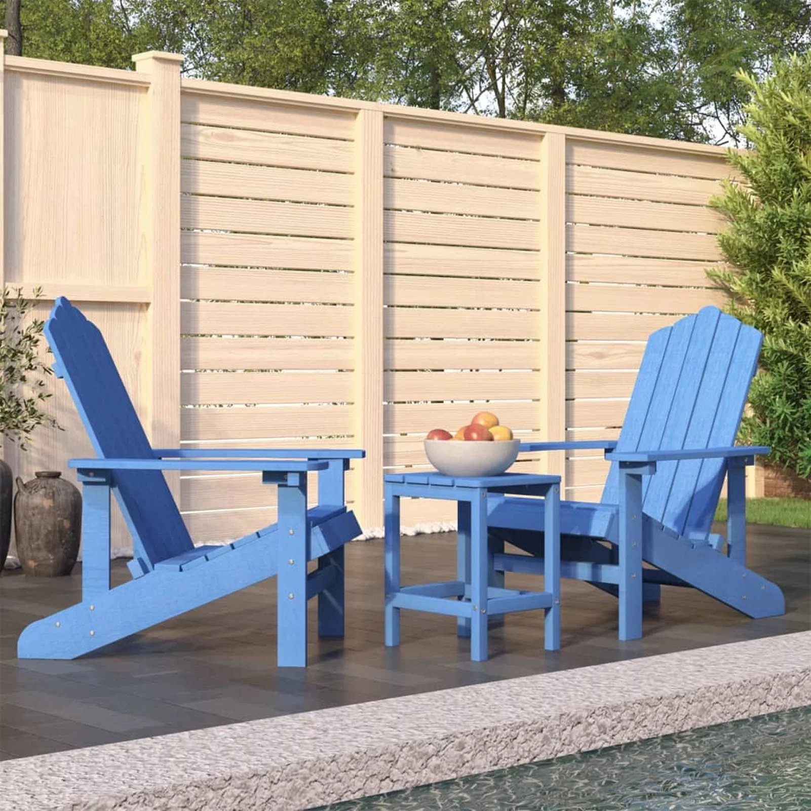 Aibecy Patio Adirondack Chairs with Table HDPE Aqua Blue