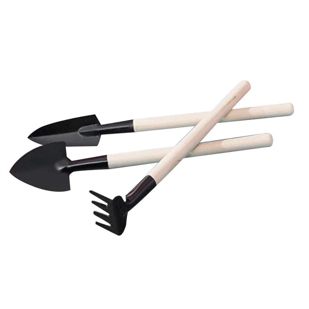 3pcs Durable Tools Hand Plng Tools Small Shovel Rake Wood Handle