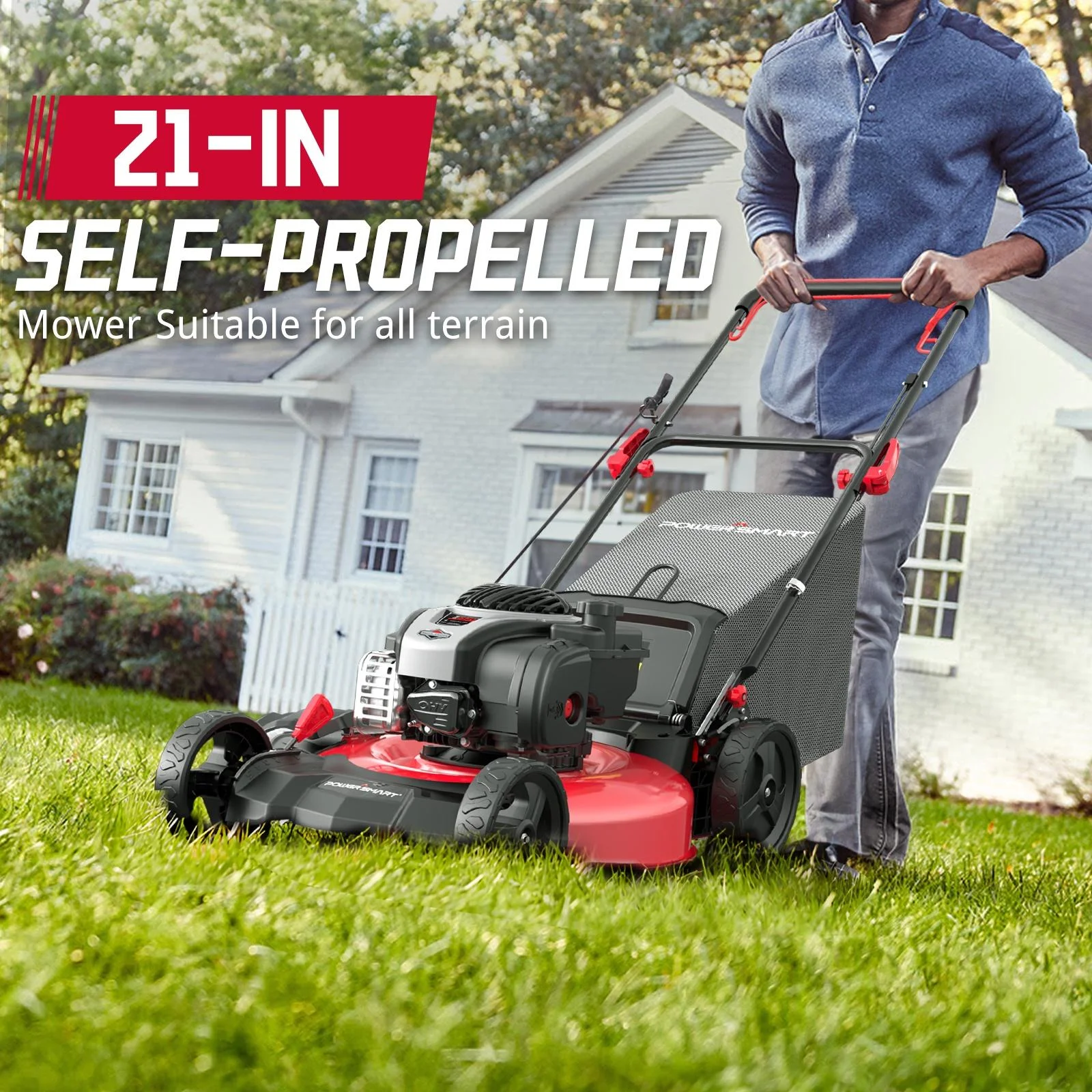 PowerSmart Self-Propelled Gas Powered 22 inches 3-in-1 Lawn Mower with 140cc B&S Engine