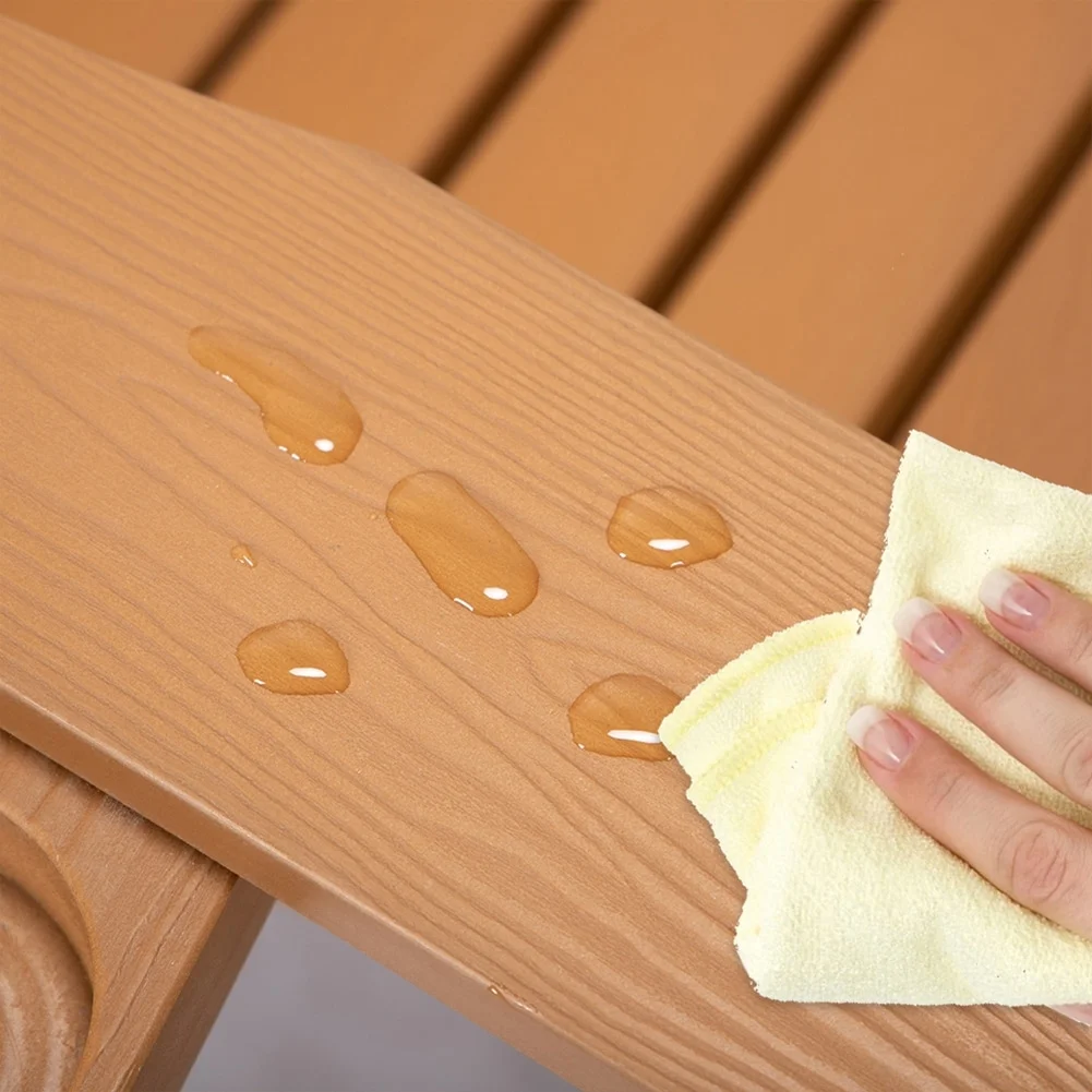 Foldable Adirondack Chair with Pullout Ottoman with Cup Holder Brown