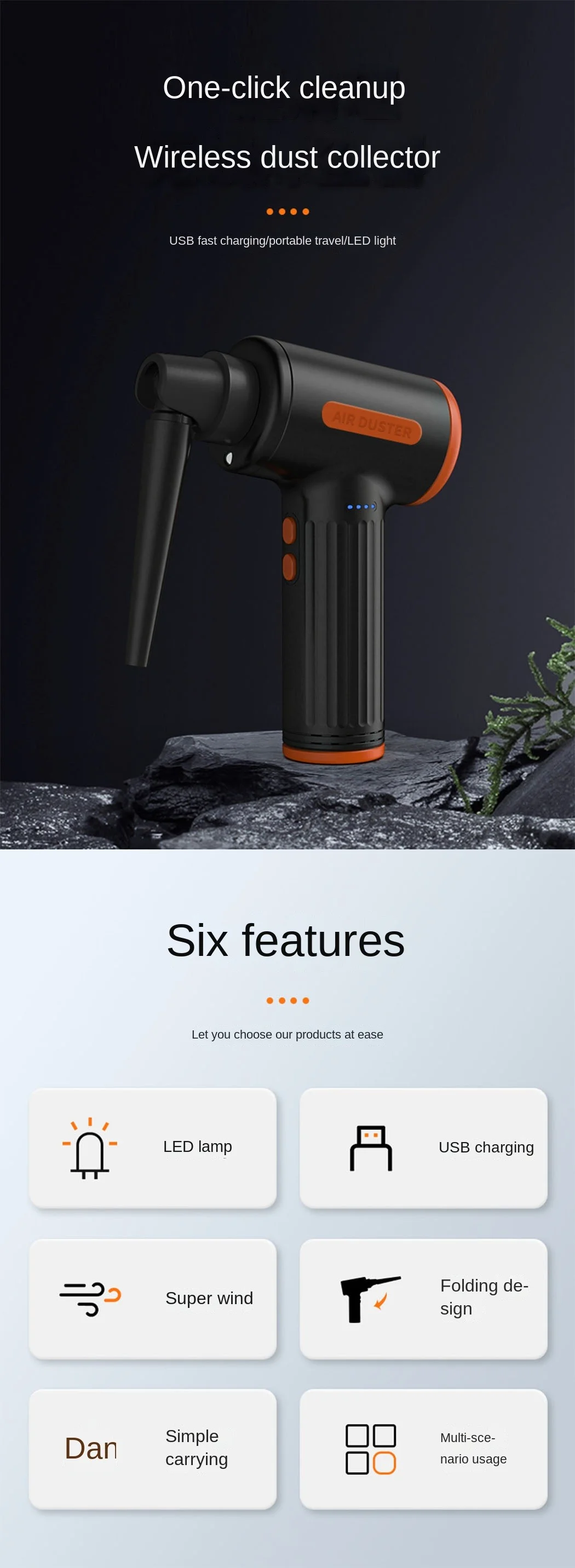 Compressed Air Duster 90000RPM Strongest Compressed Air Blower,Cordless Air Can Duster,11KPa Airflow Electric Blower,3-Gears Speed,7500mAh Battery,90W for Computer Keyboard Electronics Cleaning,Reusab