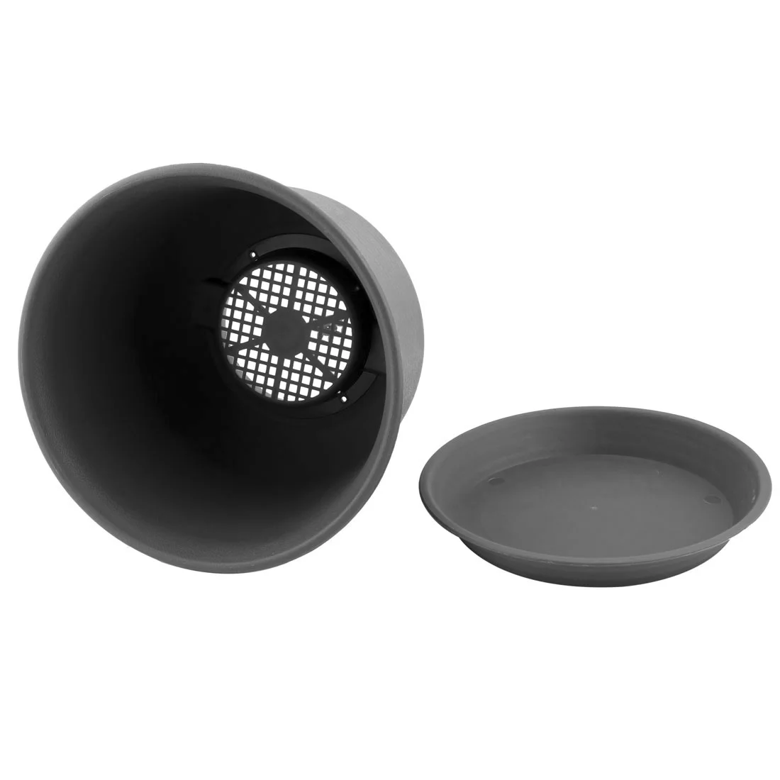 Uxcell Balcony Plastic Drainage Holes Flower Plant Pot Tray Holder Container Dark Gray