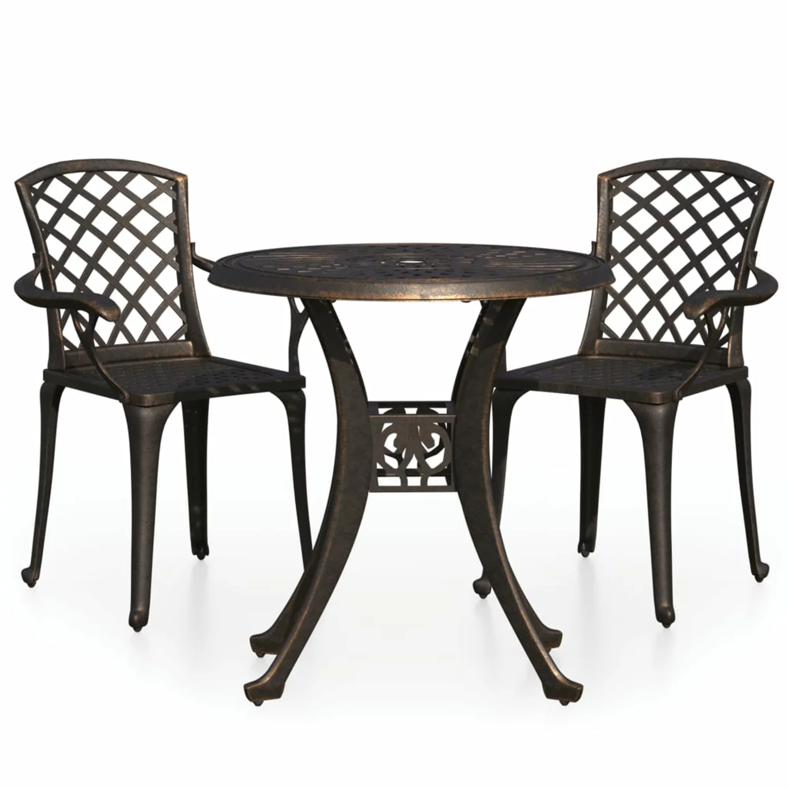 Carevas 3 Piece Bistro Set Cast Aluminum Bronze