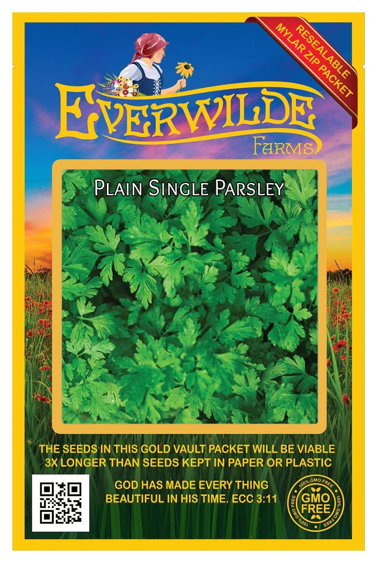 Everwilde Farms - 1000 Plain Single Parsley Seeds - Gold Vault Jumbo Bulk Seed Packet