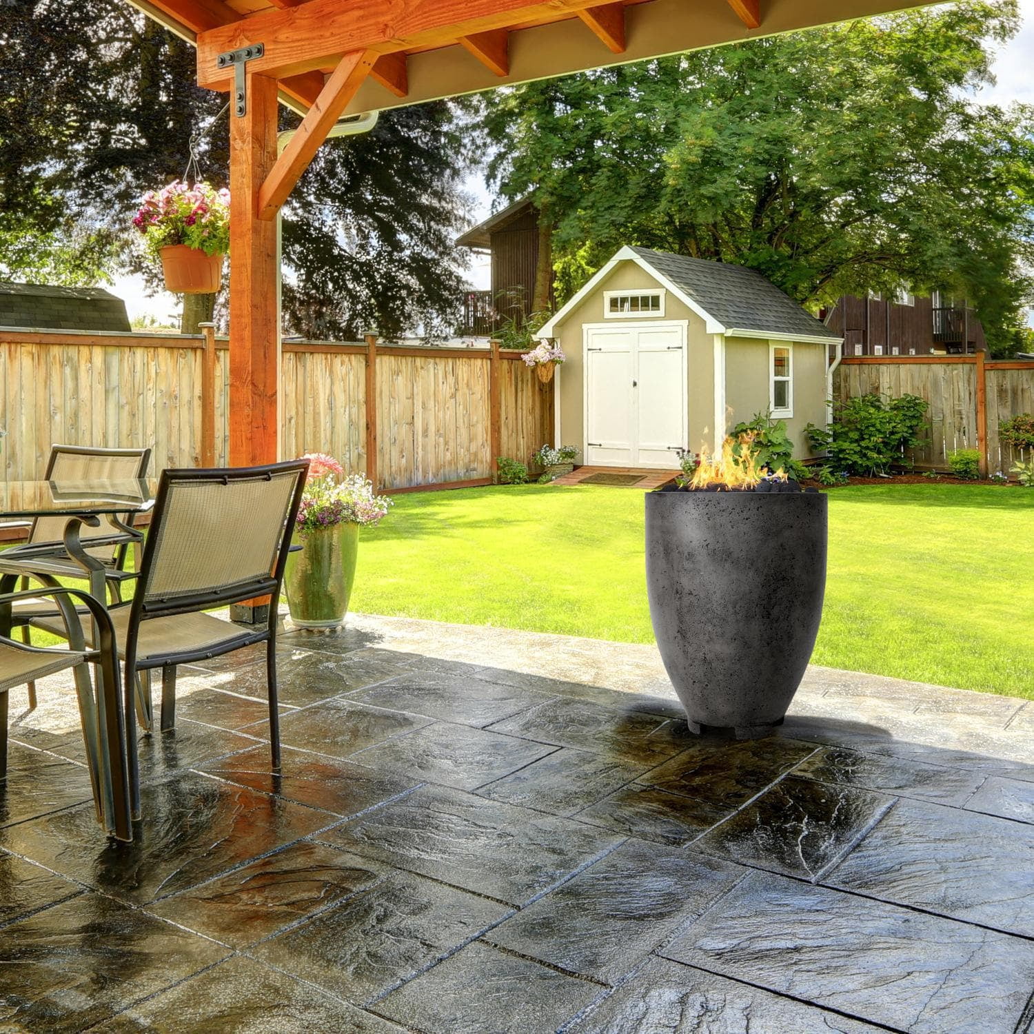 Lakeview Bloomview 1 24-Inch Propane Round Fire Bowl - Pewter - SCPH-413-4LP