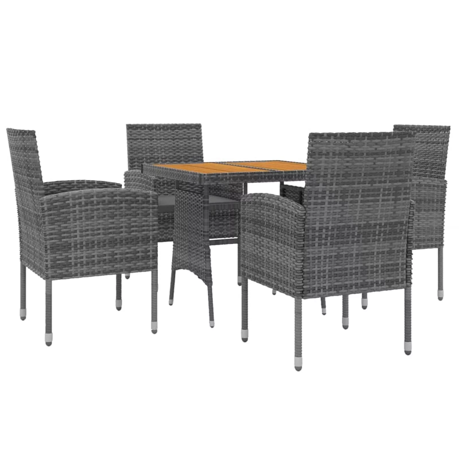 Aibecy 5 Piece Patio Dining Set Poly Rattan Gray