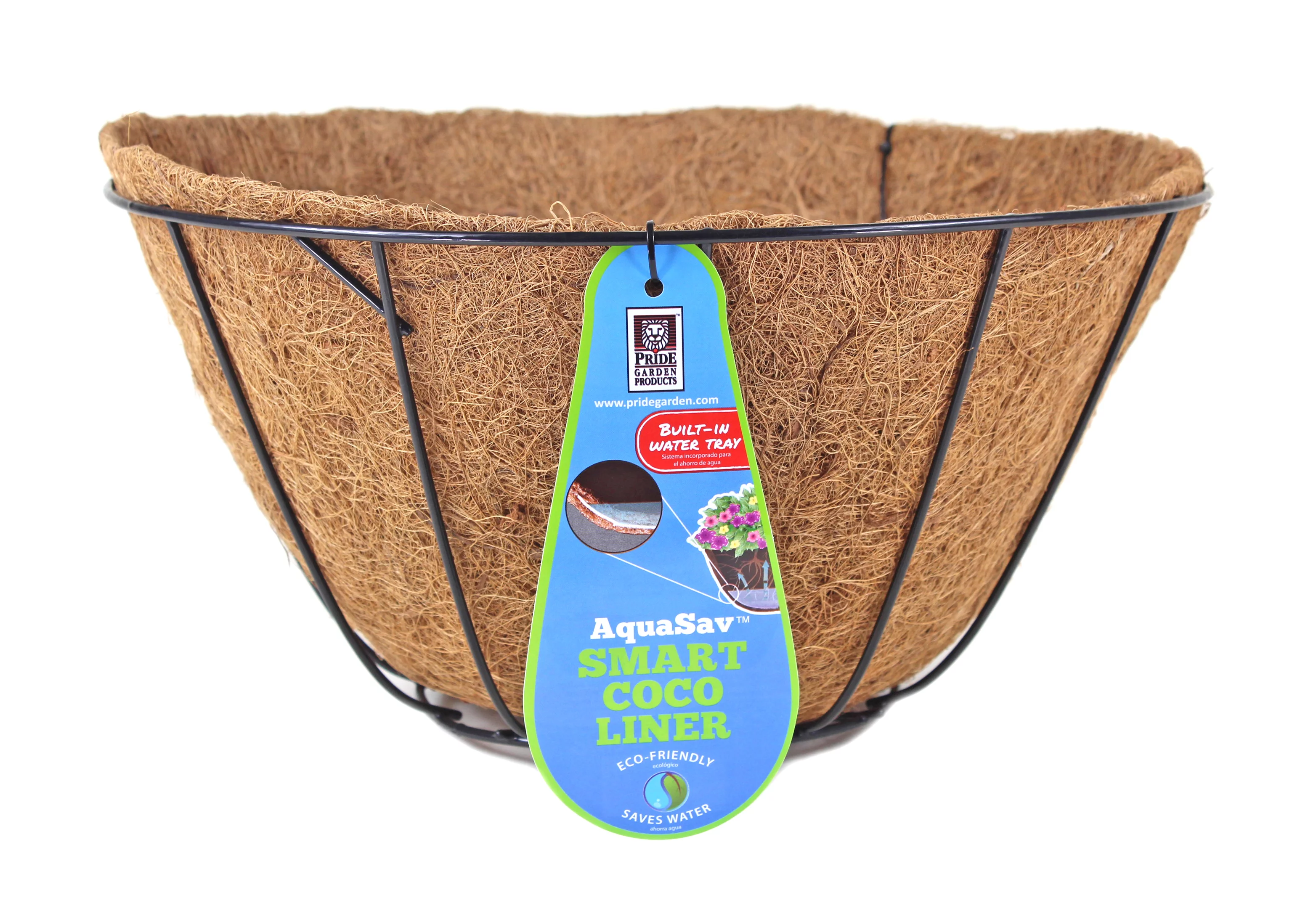 Pride Garden Products 5114PB Grower Hanging Baskets with AquaSav Smart Coco Liner, 14”