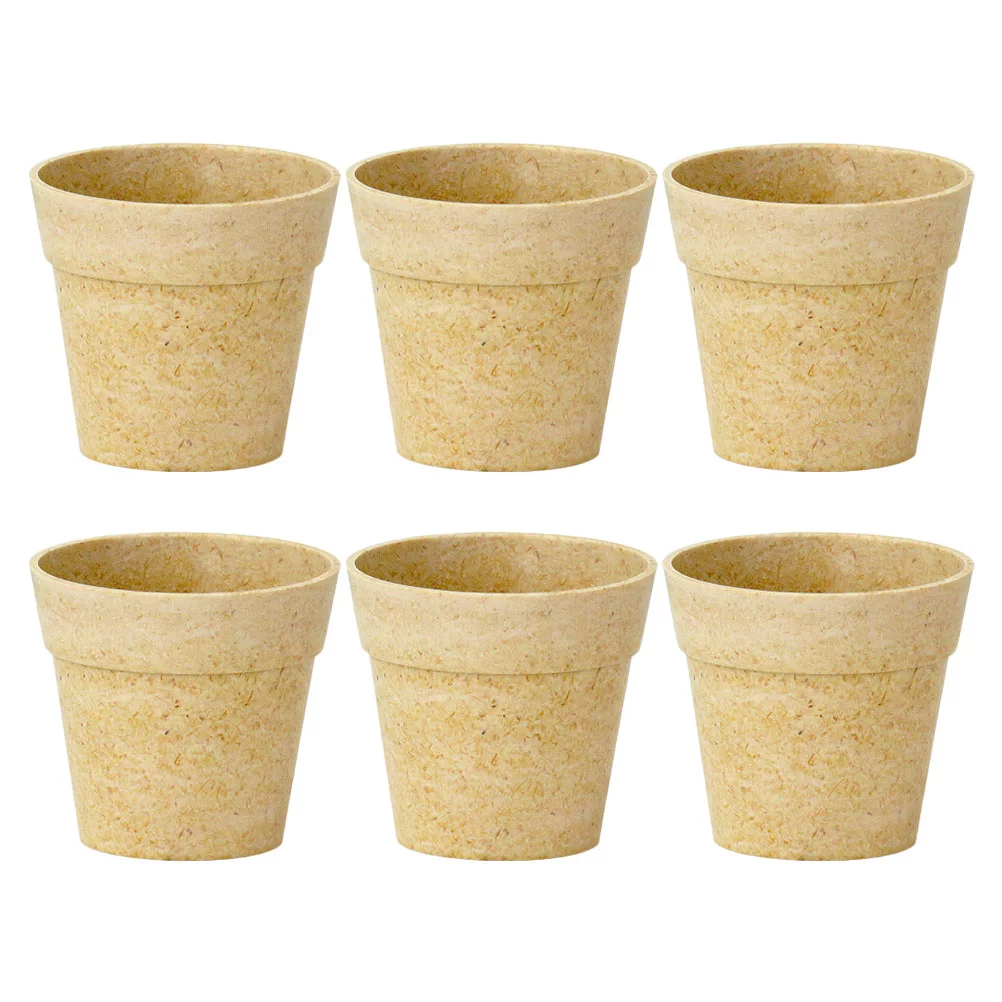 Plant Fiber Flowerpots Holders Small Decorative Watering Breathable Degradable Fibres 6 Pcs