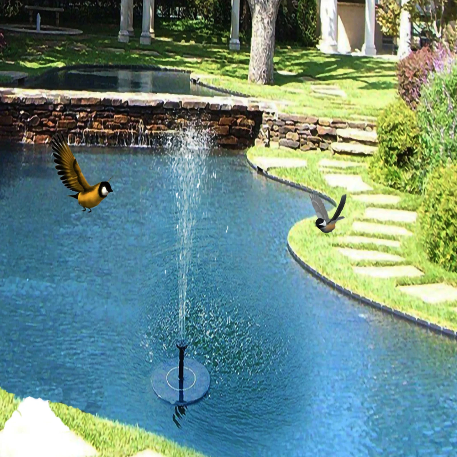 Fountain,4 Nozzles Landscape Solar Pump Pools With 4 Landscape Pond Nozzles Landscape With 4 Nozzles Pump Bath Powered Water Pools Bath Solar Powered Huiop Solar Powered Water