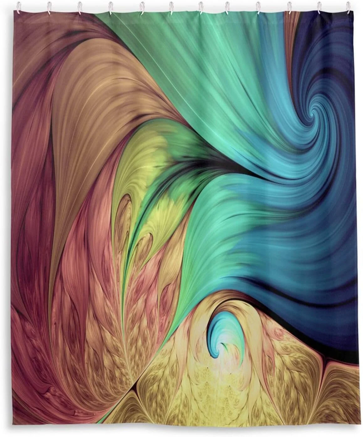 Wellsay Flowers and Spirals Shower Curtain for Bathroom Modern Bathroom Decor Waterproof Washable Fabric Shower Curtains with 12 Hooks for Hotel Bathroom Bathtubs 60x72 Inch