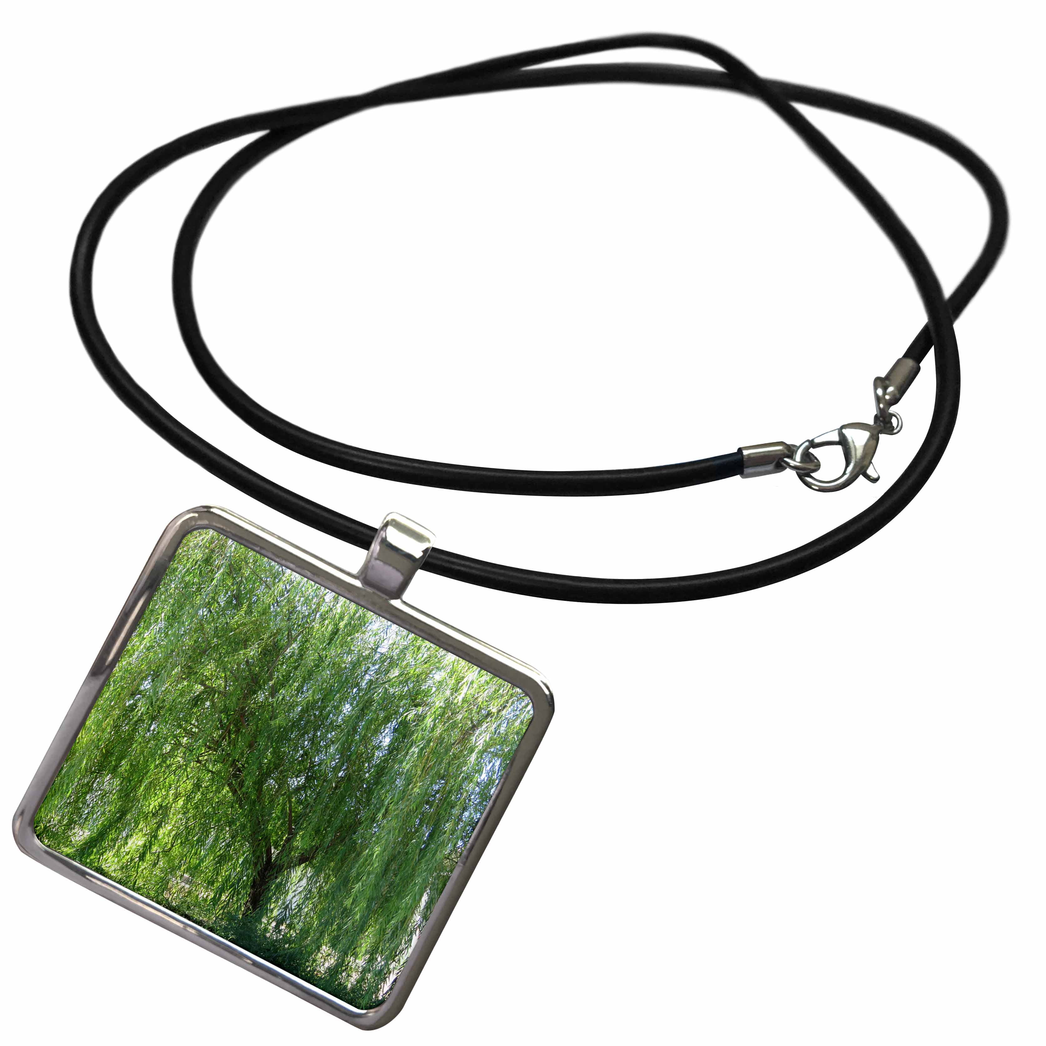 3dRose An amazing weeping willow tree shot up close in green - Necklace with Pendant (ncl_270176_1)