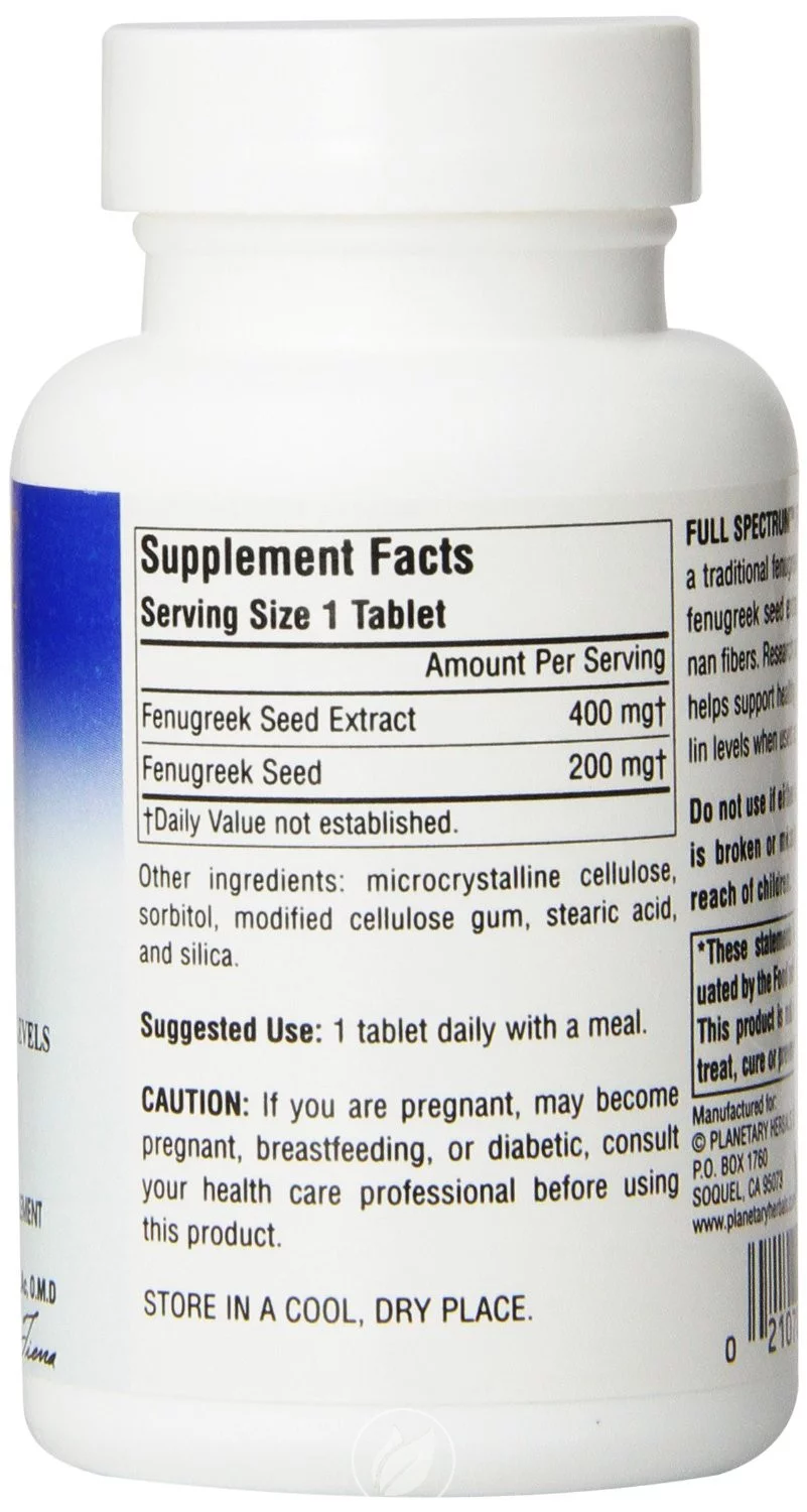 Planetary Herbals Full Spectrum Fenugreek Tablets, 60 Count
