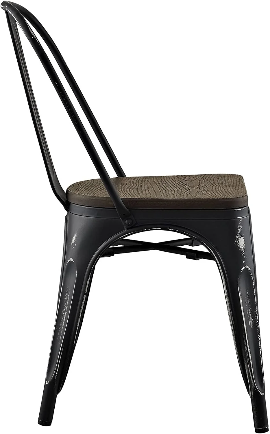 CHIOPKM Promenade Industrial Modern Steel Side  Seat in Black  One Dining Chair
