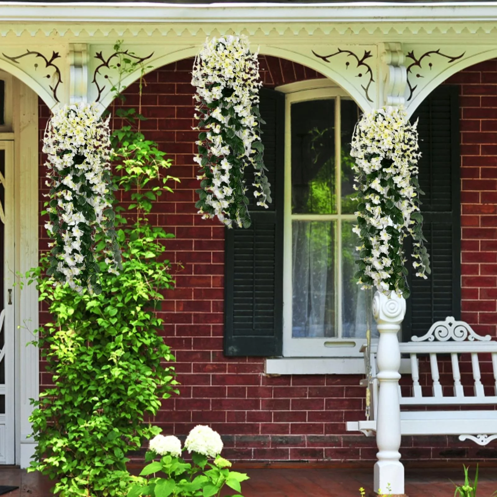 BNNG Artificial Orchid Flower Hanging Hanging Wall Bunch Hanging Violet Garland Wisteria Flowers Basket Artificial Artificial Flowers Wooden Flowers Artificial Flower Stems Fake Flower Arrangement Kit