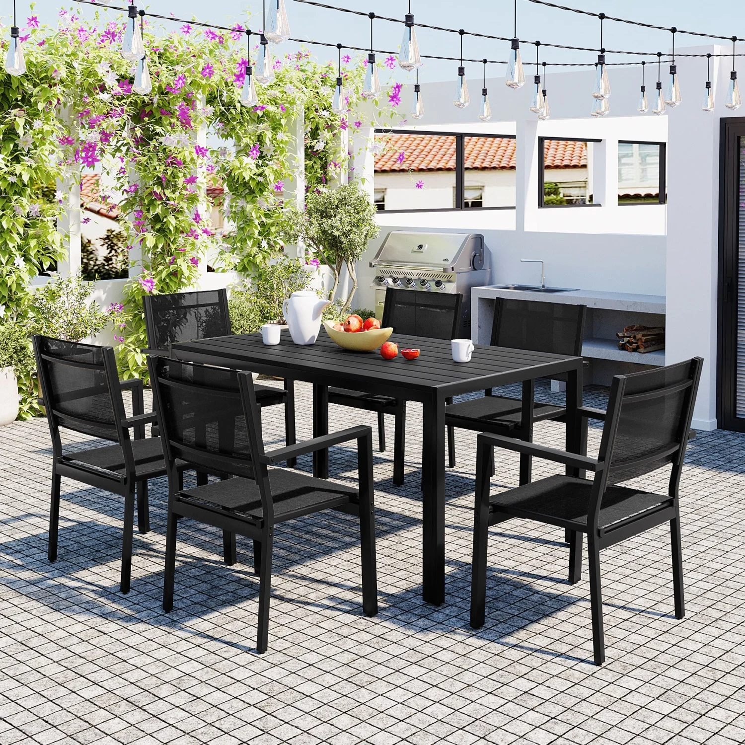 High-quality U-Style Outdoor Steel Table and Chair Set  Perfect for Patio  Balcony  and Backyard Relaxation with Style