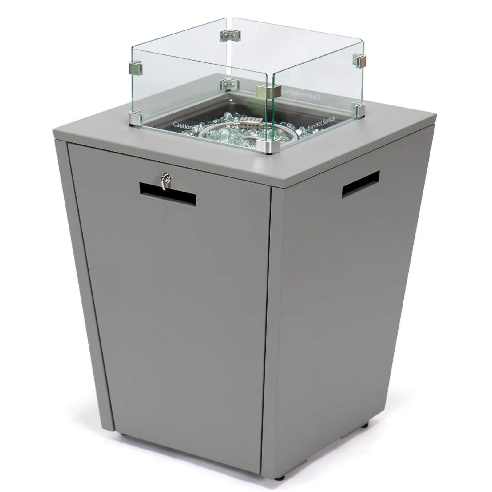 Afuera Living Modern Aluminium Gas Fire Pit Table 55000 BTU With Lid in Gray