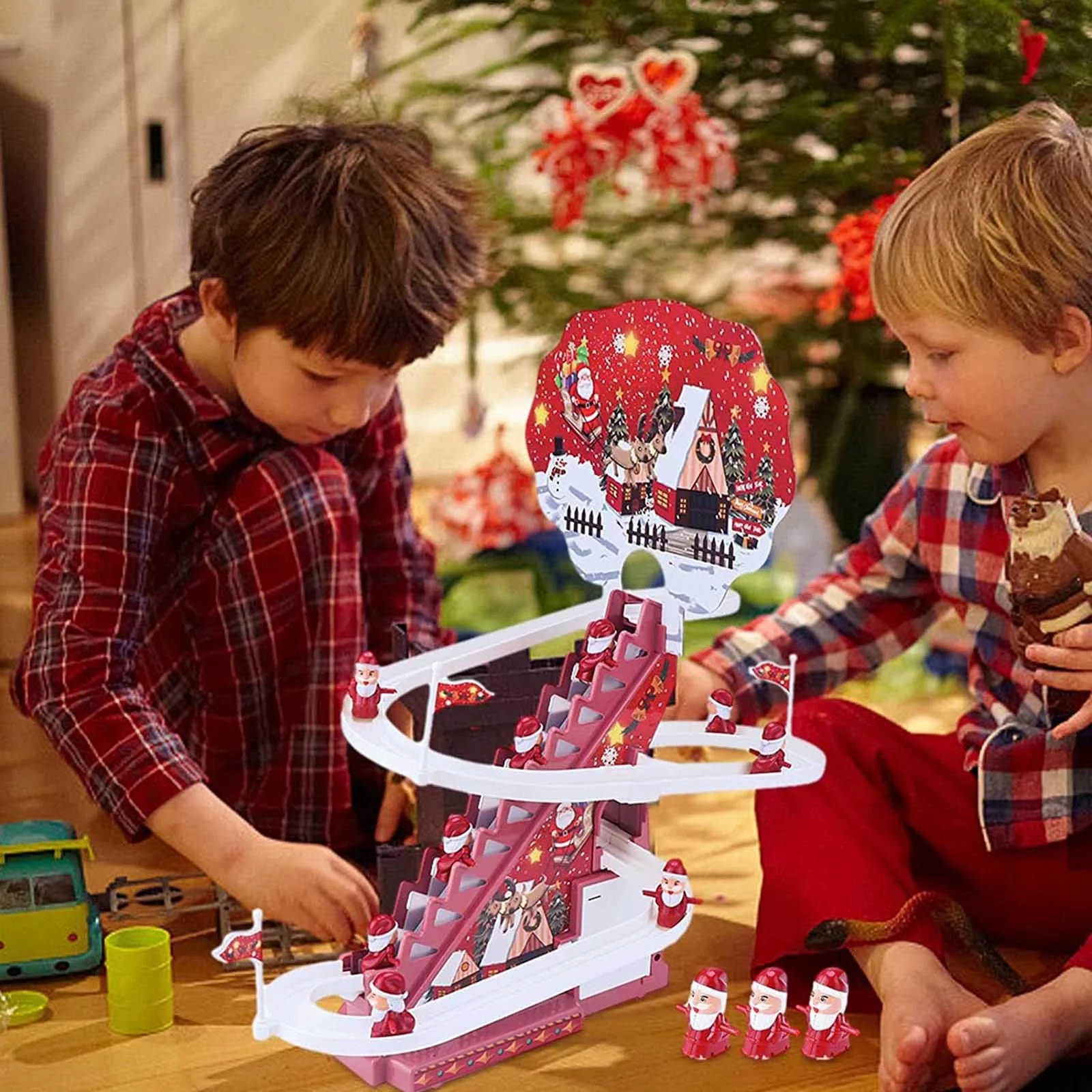 YHAIOGS Electric Track Electric Stair Climbing TOys Educational Children's TOys Santa Music Climbing Stairs Children's Christmas Gifts Educational Early Education Children's Gifts