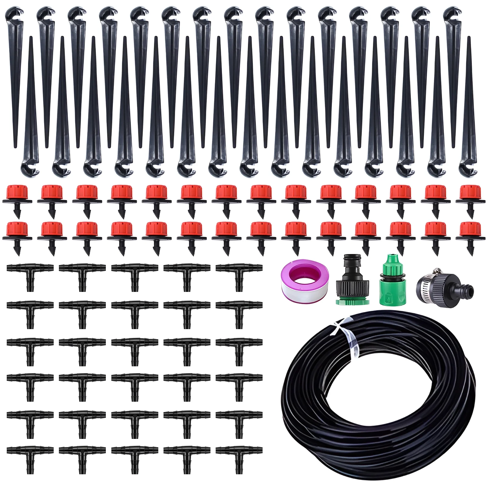 Walmeck Drip Irrigation Kit for Garden, 25m Automatic Watering Mist System, Greenhouse/Lawn/Plant