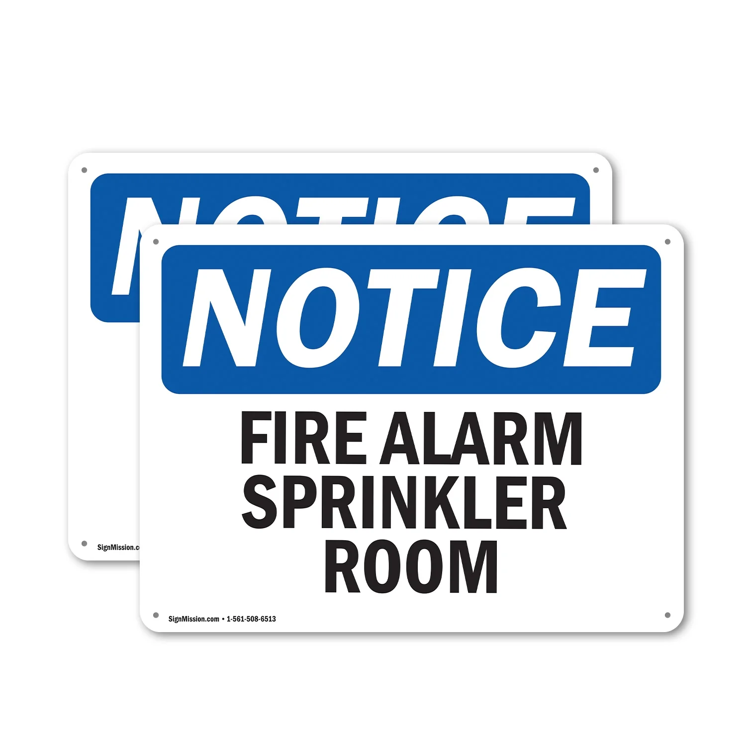 (2 Pack) Fire Alarm Sprinkler Room OSHA Notice Sign 18 Inch X 12 Inch Plastic Sign, Weather Resistant, UV Protected for Workplace, Business, and Construction Site, Made in the USA