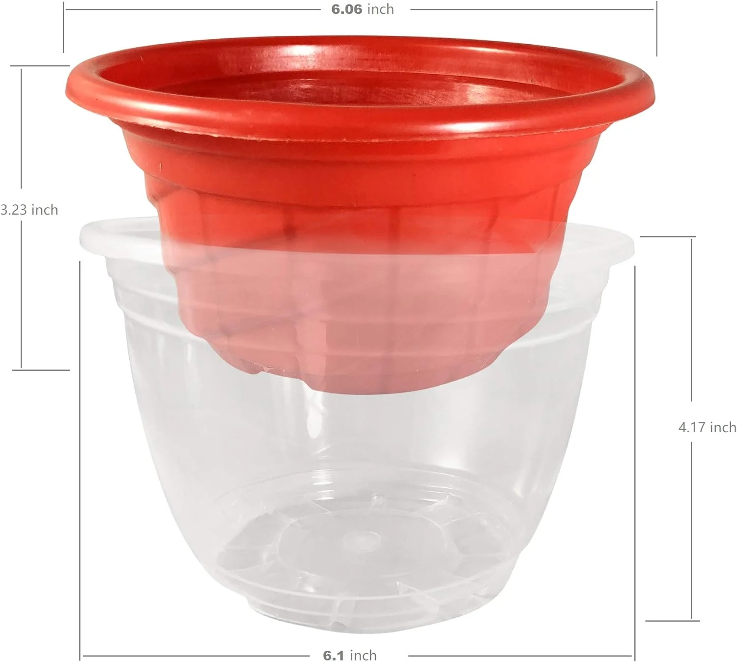 4 Sets Red Color Self Watering Planter Modern Flower Pot, Open Diameter 6.1 Inch For All Indoor Golden Devil's Ivy, African Violet, Ocean Spider Plant, Orchid, Flowers, Herbs, Succulents