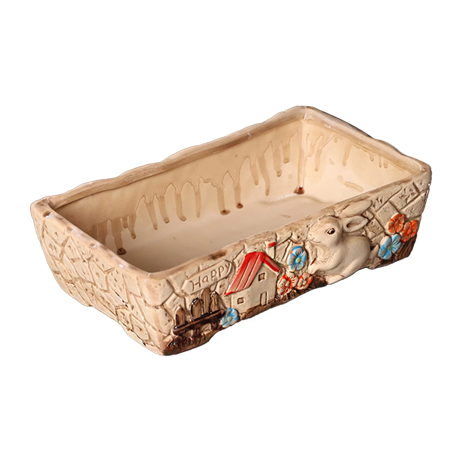 LLQkigsxse Smart Flower Pot with tooth Meaty Flower Pot Ceramic Big Flower Pot Simple Large Caliber Thick Pottery Meaty Plate Rabbit Flower Pot New Styles 40Th Birthday Gifts Men