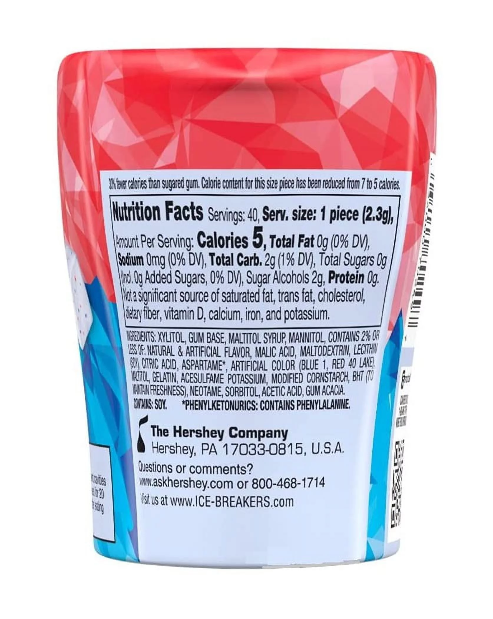 ICE CUBES Limited Edition Snow Cone Gum - Blue, Red, White (4 Pack, 160 Pieces Total)