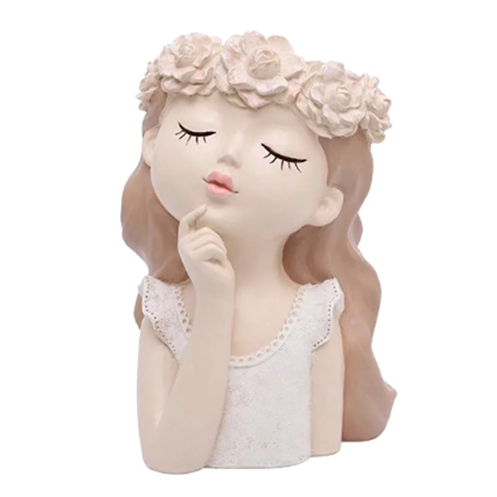 Cartoon Girl Succulents Plant Pot, Cactus Planter indoor and outdoor Resin Planter, Cute Plants Flower Pot Style01