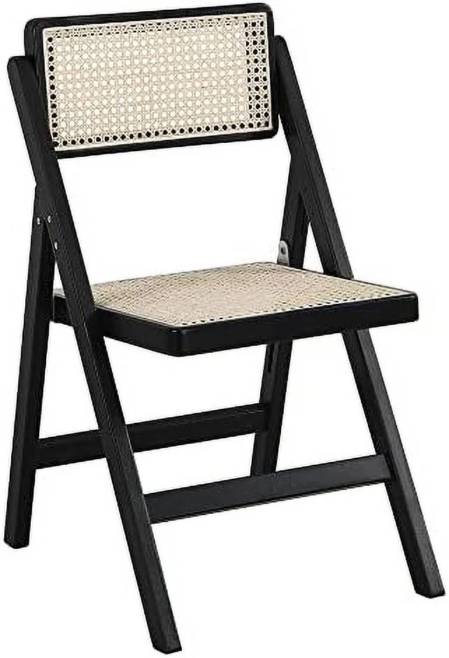 xrboomlife Frances  Folding Cane Rattan Chairs (Black)