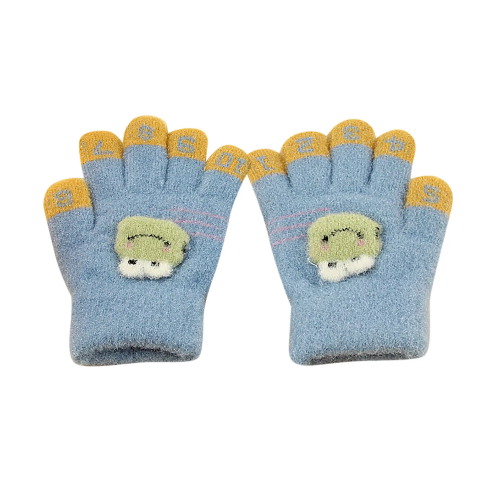 Lime Hat for Kids Children'S Five Finger Gloves Autumn And Winter Cartoon Plush Knitted Warm Boys And Girls Cold And Antifreeze Wool Split Finger Gloves Mens Winter Hats for The Cold