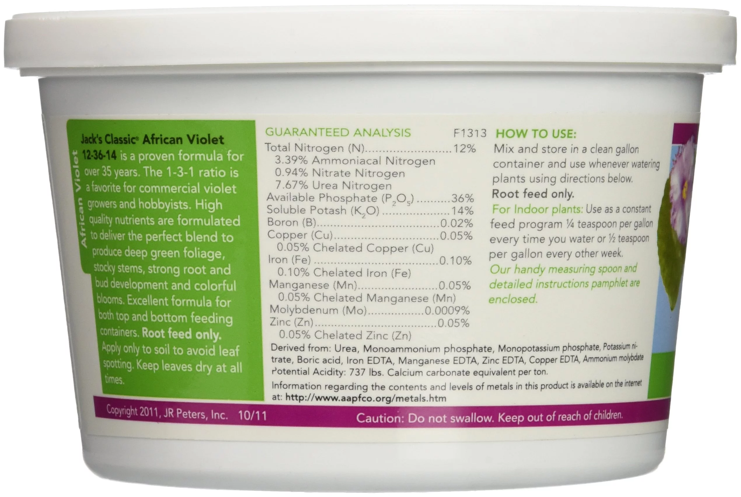 Jack's Classic African Violet 12-36-14 - 8oz Tub
