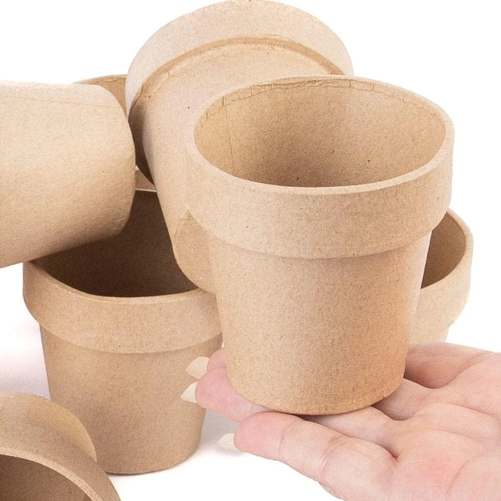 Pack of 12 Paper Mache Flower Pots - Papier Mache Pots Shaped Like Traditional Terra Cotta Flower Pots Ready to Finish & Decorate. (3